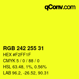颜色代码: RGB 242 255 31 | qconv.com