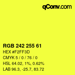 Color code: RGB 242 255 61 | qconv.com