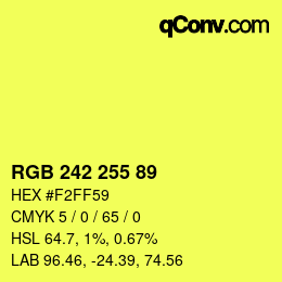Color code: RGB 242 255 89 | qconv.com