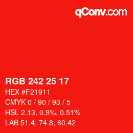 Color code: RGB 242 25 17 | qconv.com