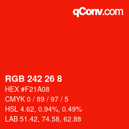 Color code: RGB 242 26 8 | qconv.com