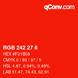 カラーコード: RGB 242 27 8 | qconv.com