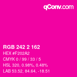 Color code: RGB 242 2 162 | qconv.com