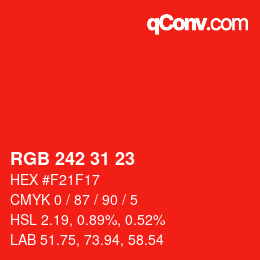 Color code: RGB 242 31 23 | qconv.com