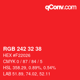 カラーコード: RGB 242 32 38 | qconv.com