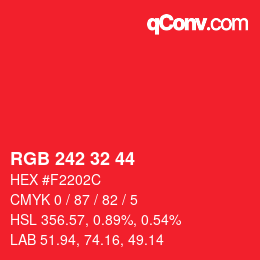 Color code: RGB 242 32 44 | qconv.com