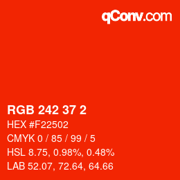 カラーコード: RGB 242 37 2 | qconv.com