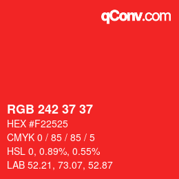 Color code: RGB 242 37 37 | qconv.com