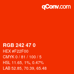 Color code: RGB 242 47 0 | qconv.com