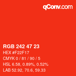 Color code: RGB 242 47 23 | qconv.com