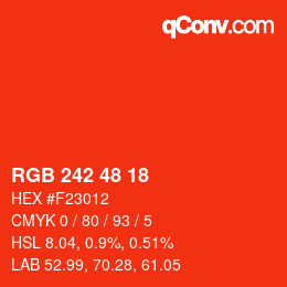 Color code: RGB 242 48 18 | qconv.com