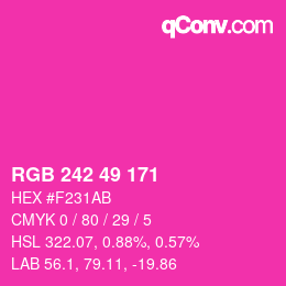 颜色代码: RGB 242 49 171 | qconv.com