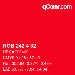 Color code: RGB 242 4 32 | qconv.com