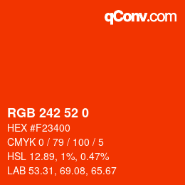 Código de color: RGB 242 52 0 | qconv.com