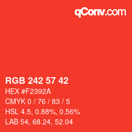 Color code: RGB 242 57 42 | qconv.com