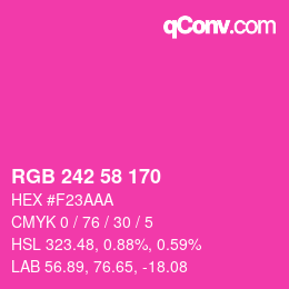 Color code: RGB 242 58 170 | qconv.com