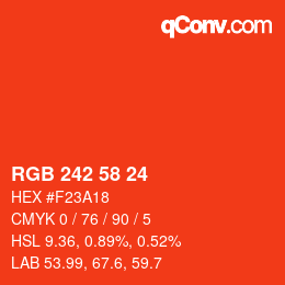カラーコード: RGB 242 58 24 | qconv.com
