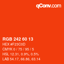 颜色代码: RGB 242 60 13 | qconv.com