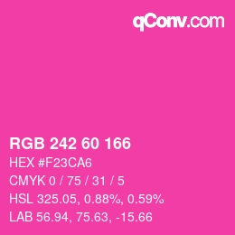 カラーコード: RGB 242 60 166 | qconv.com