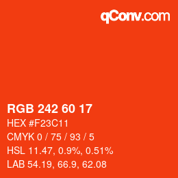 カラーコード: RGB 242 60 17 | qconv.com