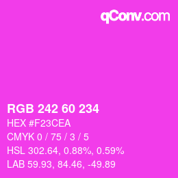 カラーコード: RGB 242 60 234 | qconv.com