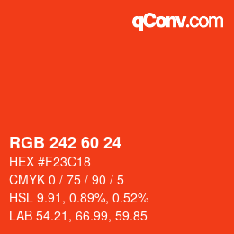 Color code: RGB 242 60 24 | qconv.com