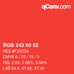 カラーコード: RGB 242 60 52 | qconv.com
