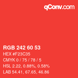 カラーコード: RGB 242 60 53 | qconv.com