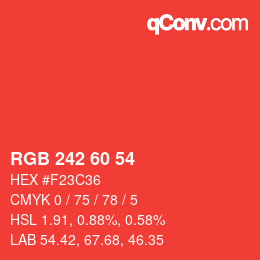 Color code: RGB 242 60 54 | qconv.com