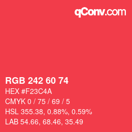 カラーコード: RGB 242 60 74 | qconv.com