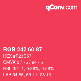 カラーコード: RGB 242 60 87 | qconv.com