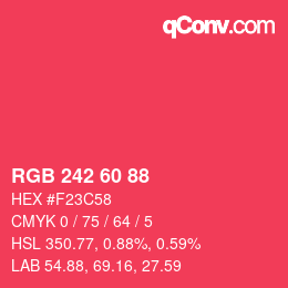 カラーコード: RGB 242 60 88 | qconv.com