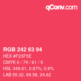 Farbcode: RGB 242 63 94 | qconv.com