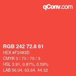 カラーコード: RGB 242 72.8 61 | qconv.com