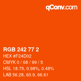 Color code: RGB 242 77 2 | qconv.com