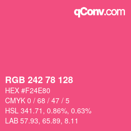 Color code: RGB 242 78 128 | qconv.com