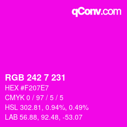 カラーコード: RGB 242 7 231 | qconv.com