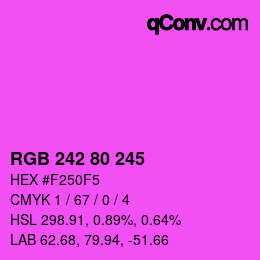Color code: RGB 242 80 245 | qconv.com