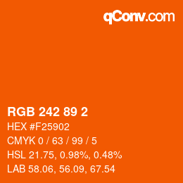 カラーコード: RGB 242 89 2 | qconv.com