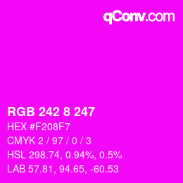 颜色代码: RGB 242 8 247 | qconv.com