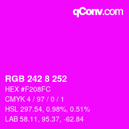 颜色代码: RGB 242 8 252 | qconv.com