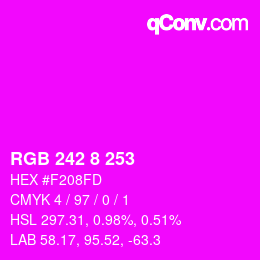 Color code: RGB 242 8 253 | qconv.com