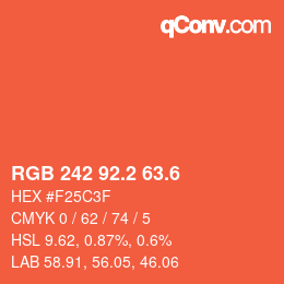カラーコード: RGB 242 92.2 63.6 | qconv.com