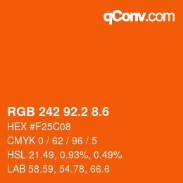 カラーコード: RGB 242 92.2 8.6 | qconv.com