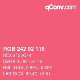 Color code: RGB 242 92 118 | qconv.com