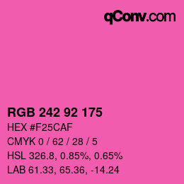 颜色代码: RGB 242 92 175 | qconv.com