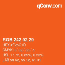 Color code: RGB 242 92 29 | qconv.com