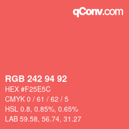 Color code: RGB 242 94 92 | qconv.com