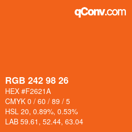 Color code: RGB 242 98 26 | qconv.com