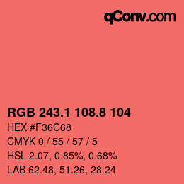 Color code: RGB 243.1 108.8 104 | qconv.com